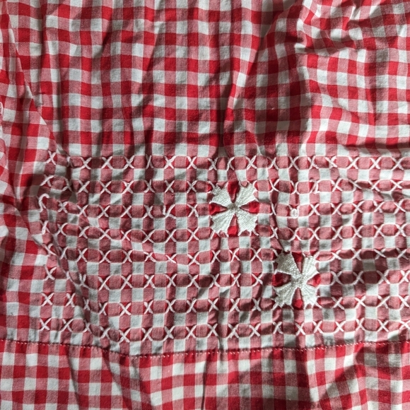Vintage Handmade Red & White Gingham MCM 1950s Embroidered Apron - Picture 6 of 10